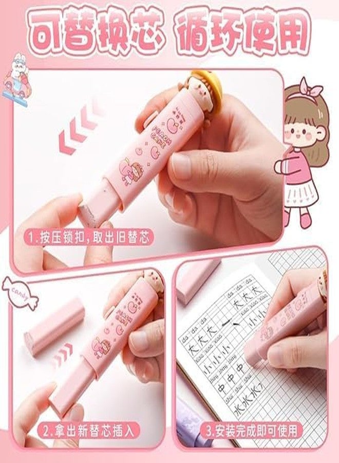 HUBTURE Fancy Kawaii Cutter-Style Eraser with Clutch Mechanism for Kids - Peach Cake Theme, Soft & Non-Toxic Rubber Eraser for School, Study, and Gifts (Pink, Pack of 1) - Image 3